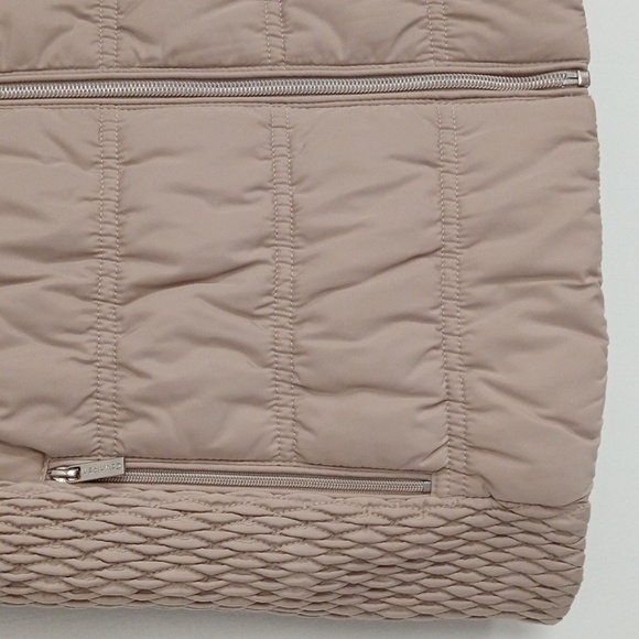 Women's Calvin Klein Beige Tan Fur Collar Puffer Vest - Picture 4 of 8